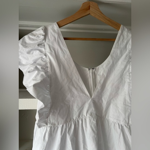 NWT** Maeve Flutter Sleeve Babydoll Dress White Size Medium Anthropologie - Picture 5 of 9